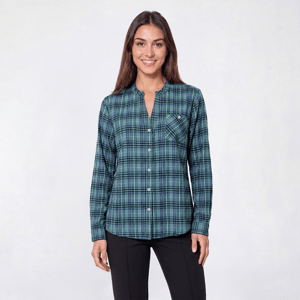 Womens Hasting & Smith Mandarin Collar Flannel - Smoke Blue